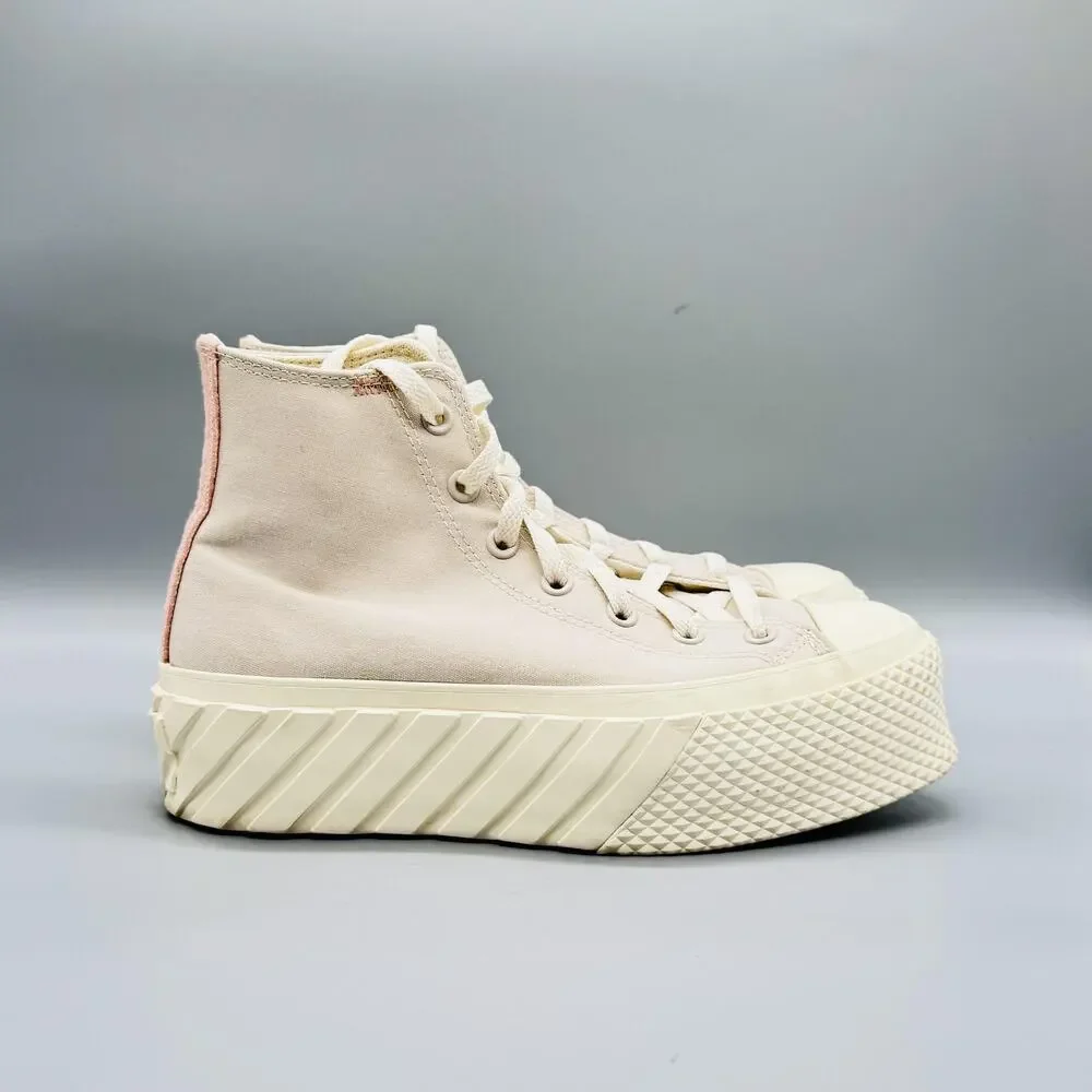 Converse Shoes Womens 8.5 Beige Chuck Taylor All Star High Top Platform Sneakers